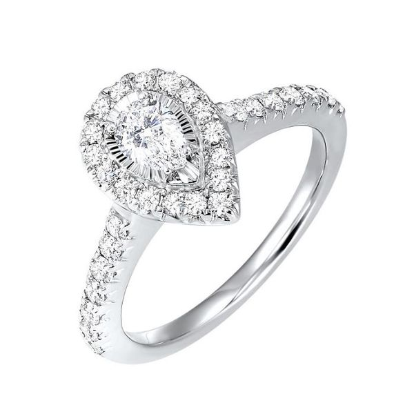 True Reflection Pear Shape Diamond Engagement Ring With Halo Layne's Jewelry Gonzales, LA