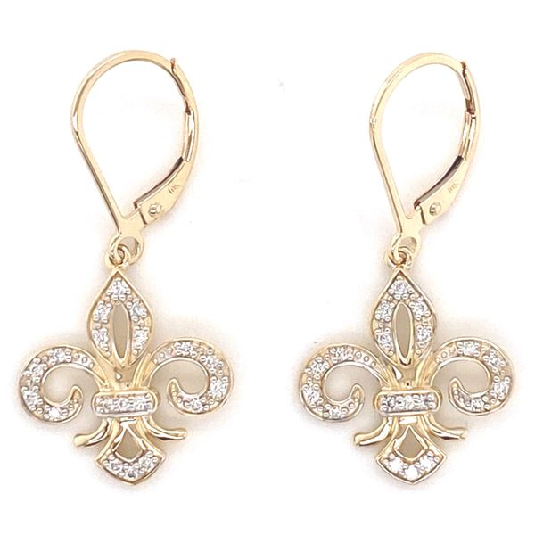 Diamond Fleur-De-Lis Earrings Layne's Jewelry Gonzales, LA
