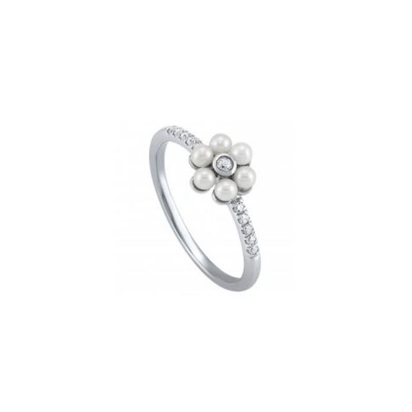 White Gold Pearl and Diamond Ring Layne's Jewelry Gonzales, LA