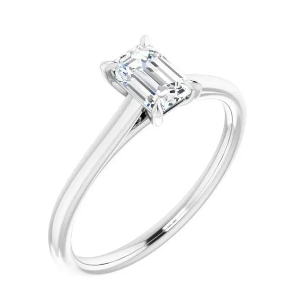 White 14 Karat Engagement Ring with Emerald Cut Diamond Lee Ann's Fine Jewelry Russellville, AR