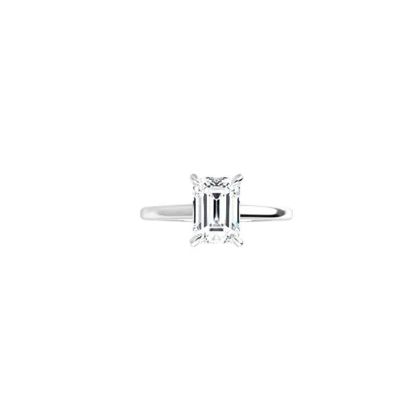 14 Karat White Gold Emerald Shape Lab Grown Diamond Engag...
