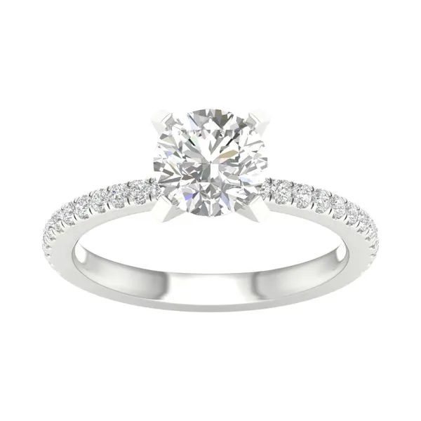 14 Karat White Gold Round Lab Grown Diamond Engagement Ring