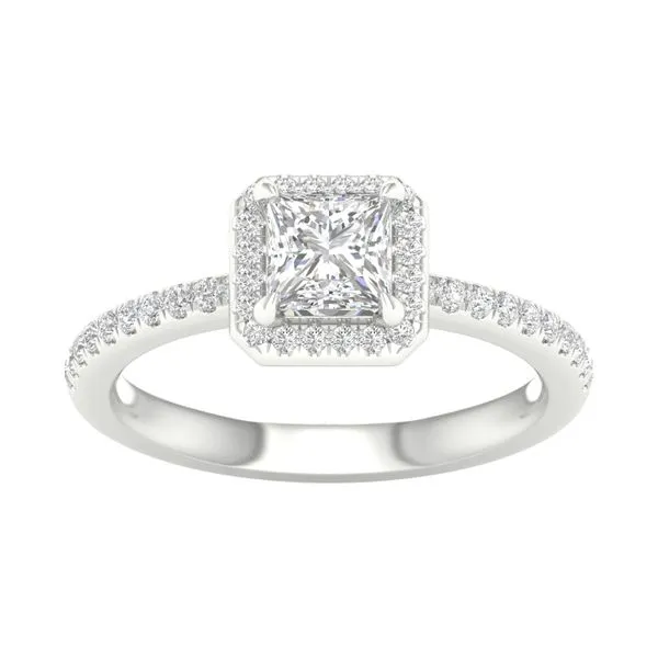 White 14 Karat Engagement Ring with Princess Cut and Round Lab Grown Diamonds Lee Ann's Fine Jewelry Russellville, AR