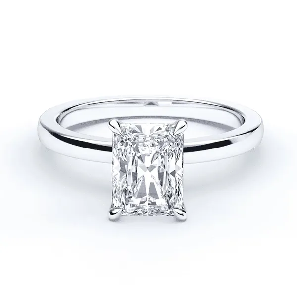 White 14Kt Radiant Cut Lab Grown Diamond Engagement Ring