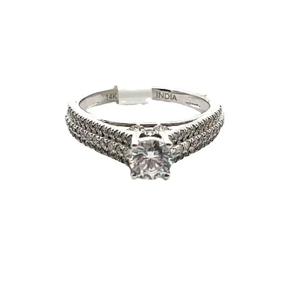 White 14 Karat Semi-Mounting Ring