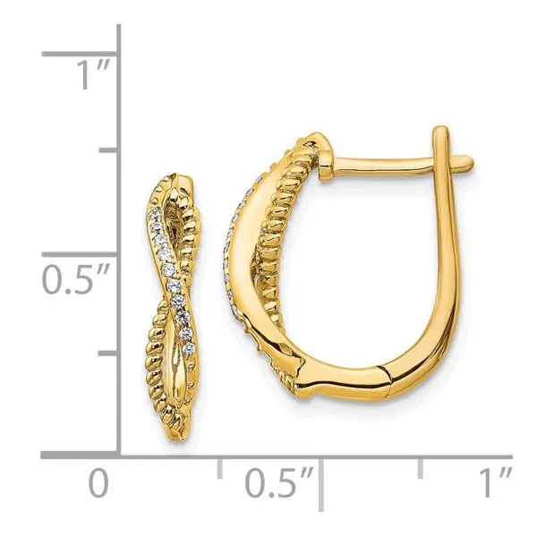 Yellow 14Kt Twisted Rope Diamond Earrings Image 2 Lee Ann's Fine Jewelry Russellville, AR