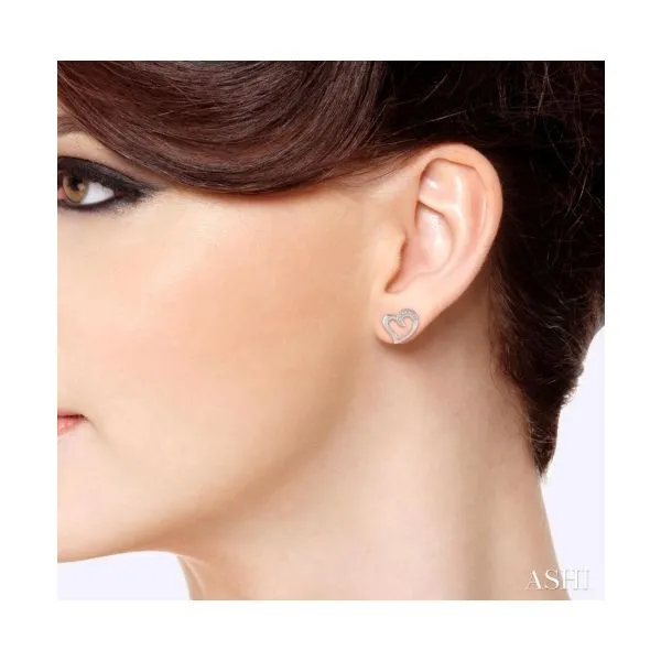 Sterling Silver Heart Shaped Diamond Fashion Earrings Image 2 Lee Ann's Fine Jewelry Russellville, AR