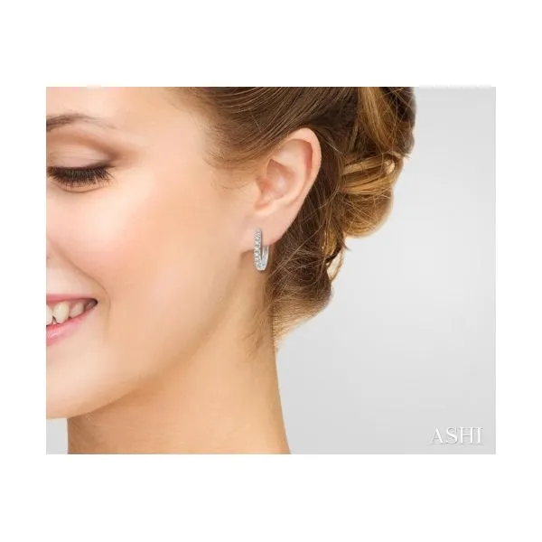 White 10 Karat Diamond Huggie Earrings Image 2 Lee Ann's Fine Jewelry Russellville, AR