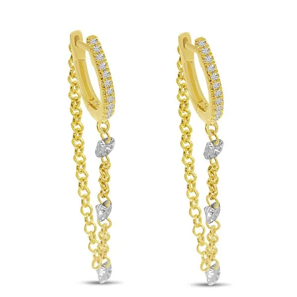 14 Karat 3 Station Huggie Earrings