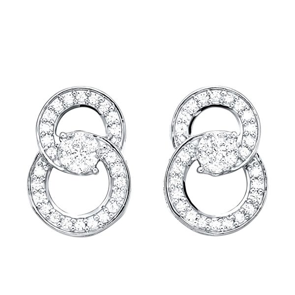 White 14 Karat Double Circle Earrings Lee Ann's Fine Jewelry Russellville, AR