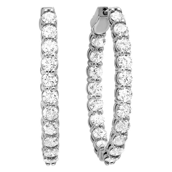 White 14 Karat Diamond Oval Inside/Outside Hoop Earrings Lee Ann's Fine Jewelry Russellville, AR