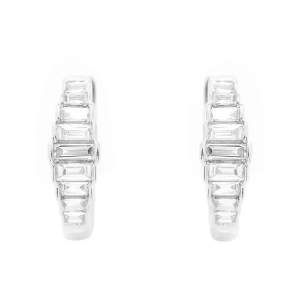 White 14 Karat Huggie Diamond Earrings Lee Ann's Fine Jewelry Russellville, AR