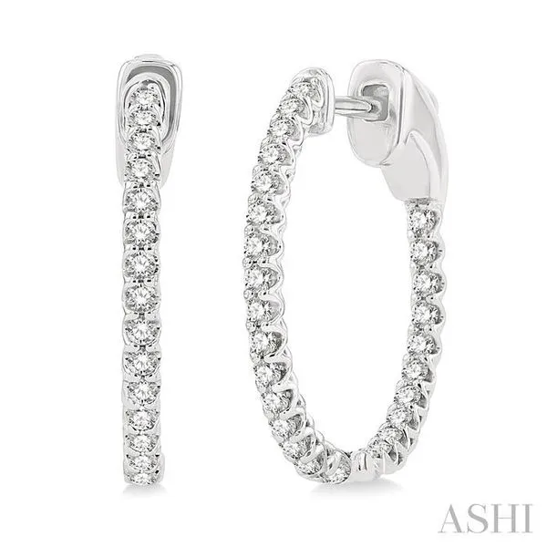 14K White Gold Inside Out Hoop Diamond Earrings Lee Ann's Fine Jewelry Russellville, AR