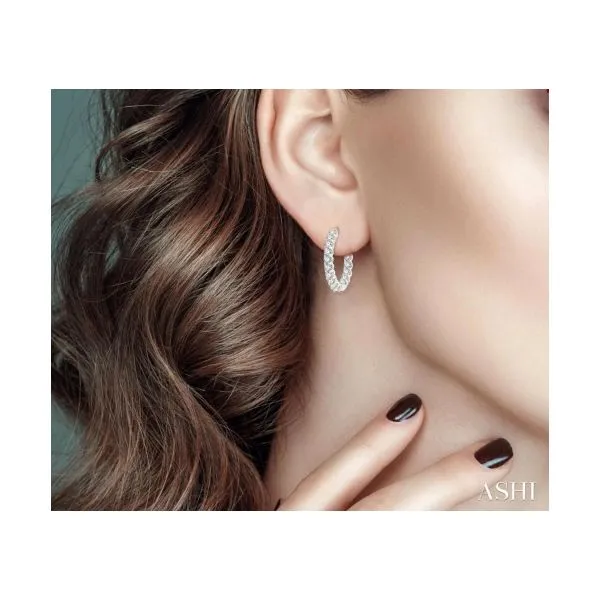 White 14 Karat Inside Out Hoop Earrings Image 2 Lee Ann's Fine Jewelry Russellville, AR