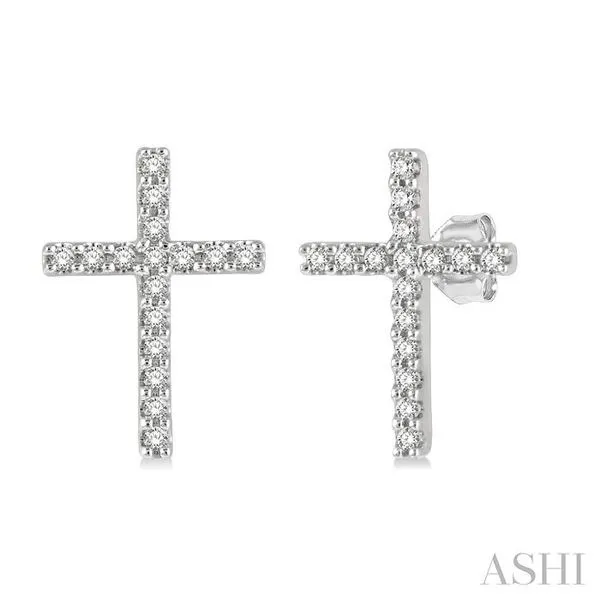 10K White Cross Diamond Earrings Lee Ann's Fine Jewelry Russellville, AR