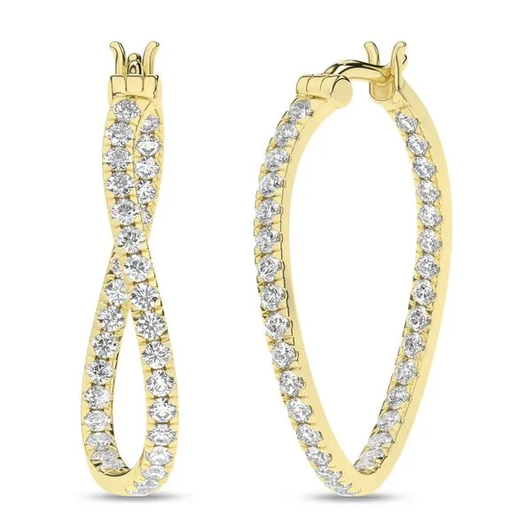 Yellow 14Kt Twisted Hoop Lab Grown Diamond Earrings Lee Ann's Fine Jewelry Russellville, AR