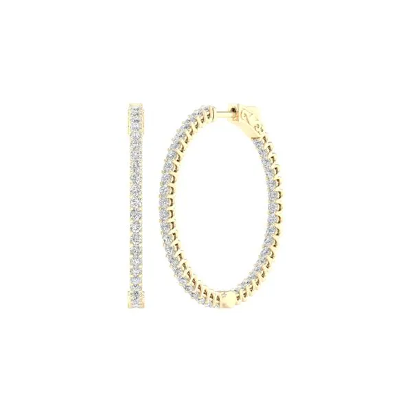 Yellow 14 Karat Hoop Diamond Earrings Lee Ann's Fine Jewelry Russellville, AR
