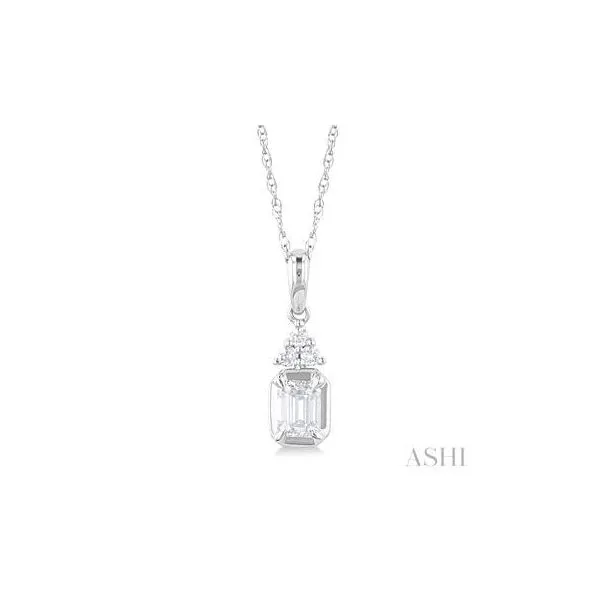 14K White Pendant with Emerald Cut Diamond Lee Ann's Fine Jewelry Russellville, AR