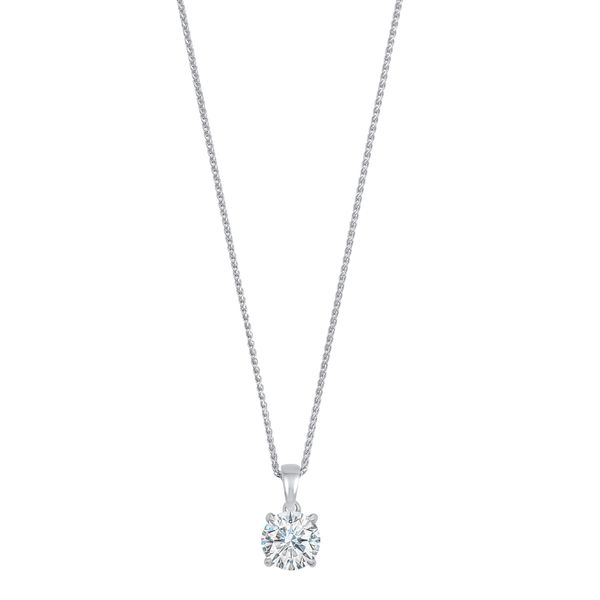 14K White Solitaire Pendant with 1.00Ct Round I/J I1 Diamond Lee Ann's Fine Jewelry Russellville, AR