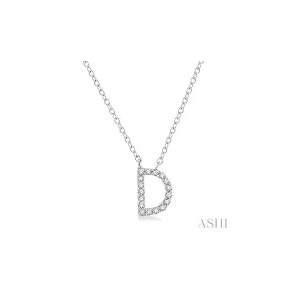 White 10K D Pendant with Round Diamonds Lee Ann's Fine Jewelry Russellville, AR