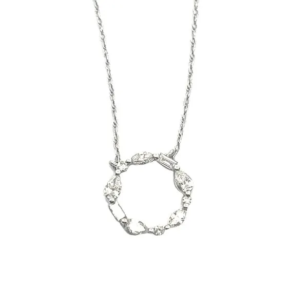 Lady's White 14 Karat Pendant with Baguette and Round Diamonds Lee Ann's Fine Jewelry Russellville, AR