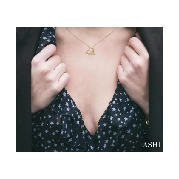 10 Karat Yellow Gold Heart Pendant with Round Diamonds Image 2 Lee Ann's Fine Jewelry Russellville, AR