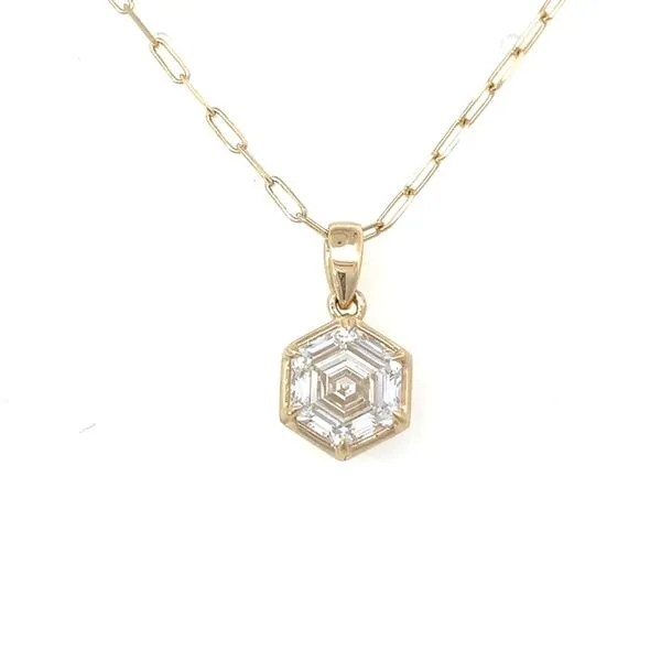 14K Yellow Gold Hexagonal Step Cut Diamond Pendant