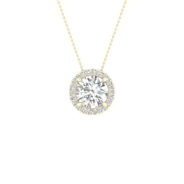 Lady's Yellow 14 Karat Pendant with Round Lab Grown Diamond and Round Lab Grown Diamonds Lee Ann's Fine Jewelry Russellville, AR