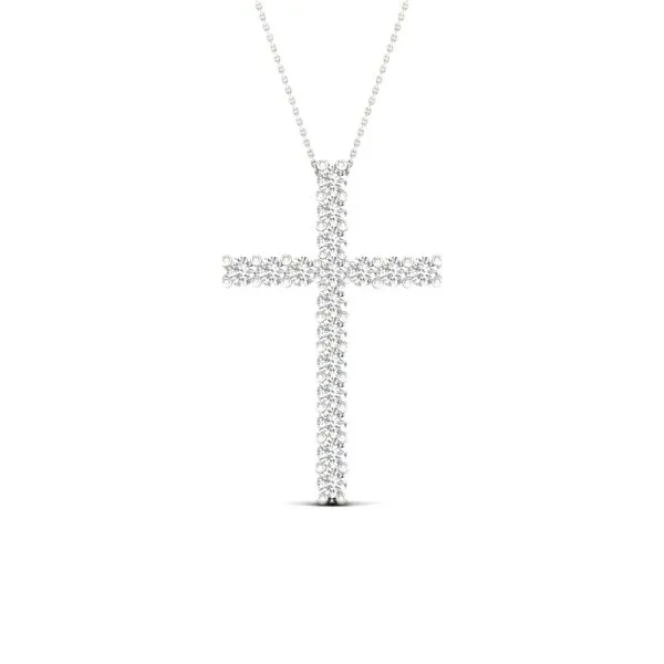 14 Karat White Lab Grown Diamond Cross Pendant Lee Ann's Fine Jewelry Russellville, AR