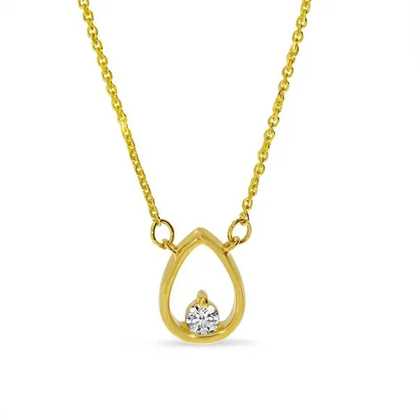 14K Yellow Gold Petite Pear Shape Diamond Necklace