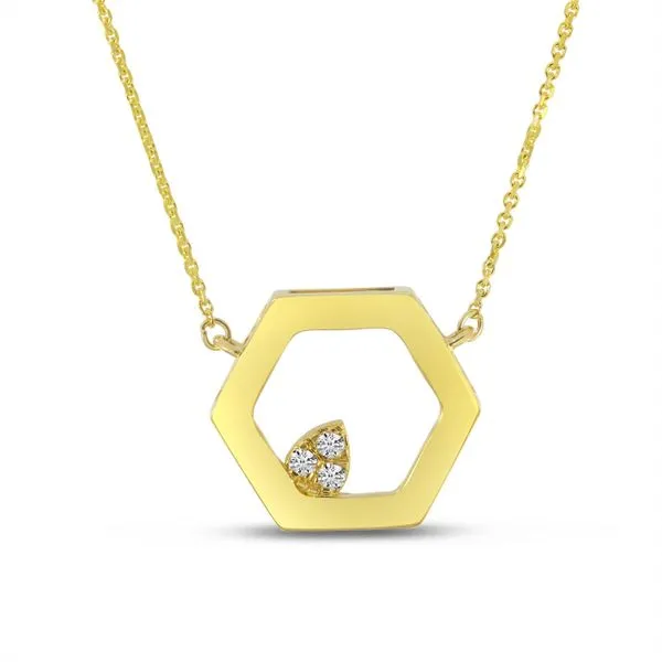 14K Yellow Gold Hexagon Necklace