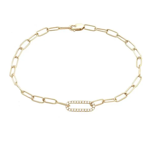 Yellow Gold Micro Pave Diamond Paperclip Bracelet Lee Ann's Fine Jewelry Russellville, AR