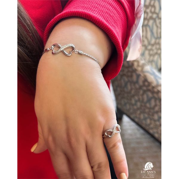 Sterling Silver Diamond Heart Infinity Lariat Bracelet Image 2 Lee Ann's Fine Jewelry Russellville, AR