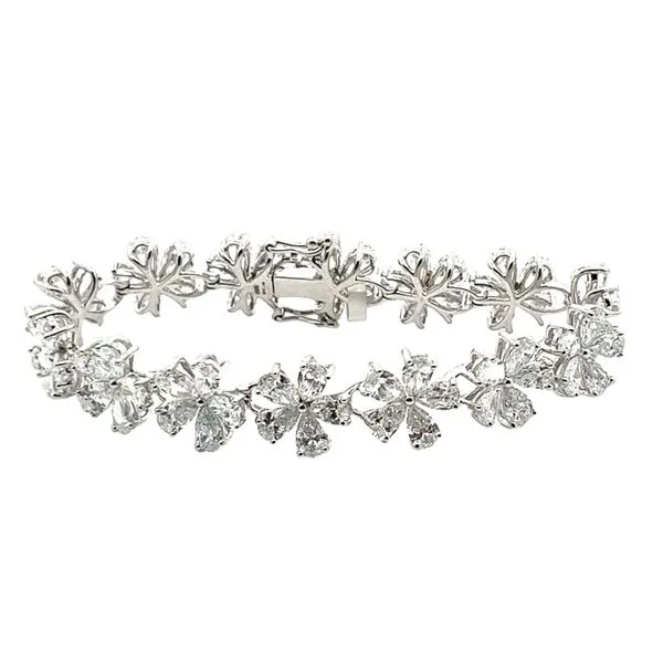 White 18 Karat Flower Lab Grown Diamond Bracelet Lee Ann's Fine Jewelry Russellville, AR