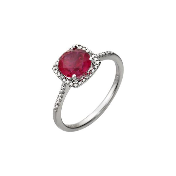 Sterling Silver Lab Created Ruby & Diamond Ring Lee Ann's Fine Jewelry Russellville, AR