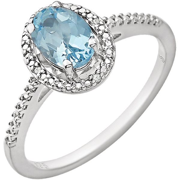 Lady's Sterling Silver Fashion Ring with Blue Topaz and Diamonds Lee Ann's Fine Jewelry Russellville, AR