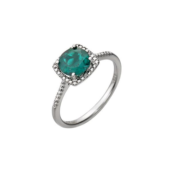 Sterling Silver Lab Created Emerald & Diamond Fashion Ring Lee Ann's Fine Jewelry Russellville, AR