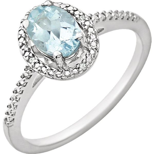 Sterling Silver Aquamarine and Diamond Fashion Ring Lee Ann's Fine Jewelry Russellville, AR