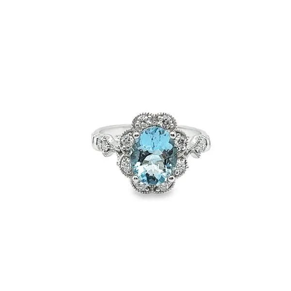 14 Karat White Aquamarine and Diamond Fashion Ring Lee Ann's Fine Jewelry Russellville, AR