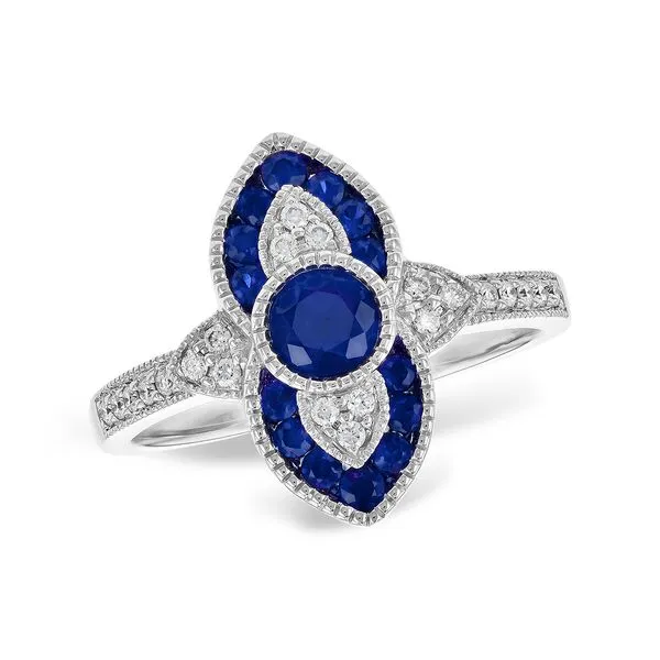 14K White Gold Sapphire and Diamond Fashion Ring Lee Ann's Fine Jewelry Russellville, AR