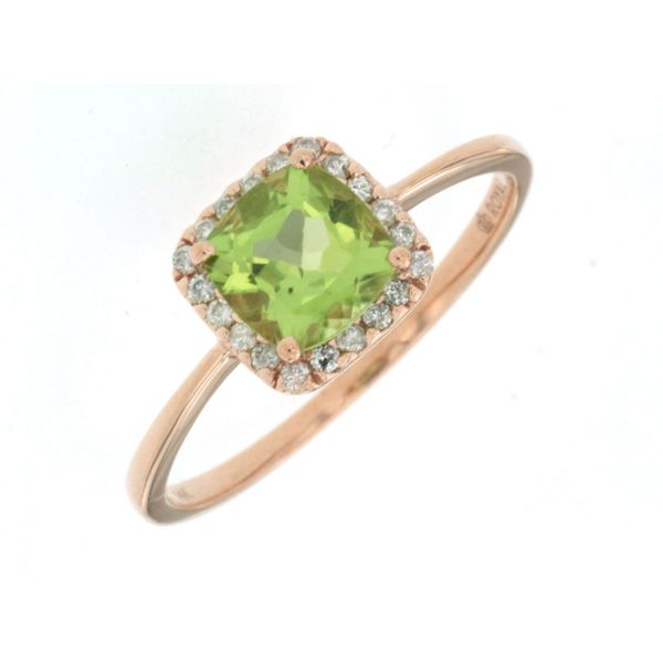 Rosé 14 Karat Fashion Ring with Peridot and Diamonds Lee Ann's Fine Jewelry Russellville, AR