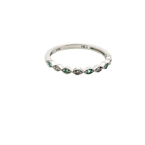 Lady's White 14 Karat Fashion Ring with Emeralds and Diamonds Lee Ann's Fine Jewelry Russellville, AR