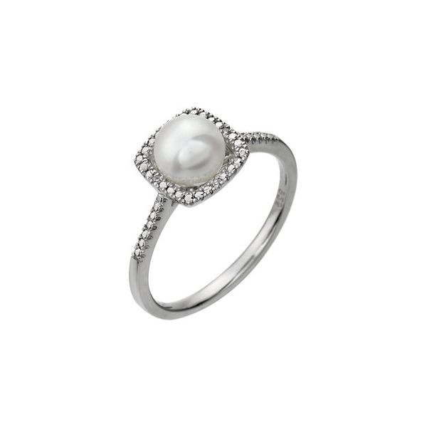 Sterling Silver Fresh Water Cultured Pearl & Diamond Ring Lee Ann's Fine Jewelry Russellville, AR