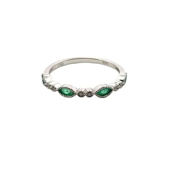 14K White Gold Emerald and Diamond Fashion Ring Lee Ann's Fine Jewelry Russellville, AR