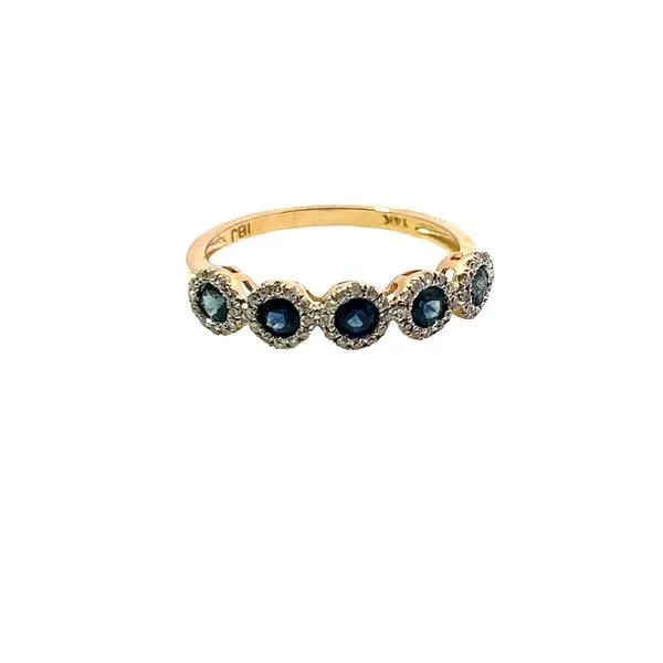 Yellow 14 Karat Fashion Ring with Round Sapphires and Round Diamonds Lee Ann's Fine Jewelry Russellville, AR