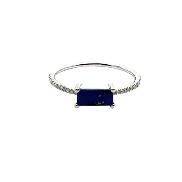 White 14 Karat Lapis and Diamond Fashion Ring Lee Ann's Fine Jewelry Russellville, AR