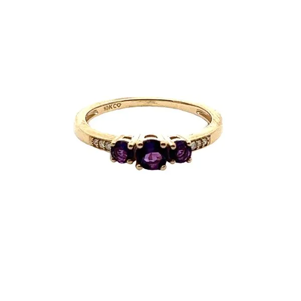 Yellow 10 Karat Fashion Ring with Round Amethysts and Diamonds Lee Ann's Fine Jewelry Russellville, AR