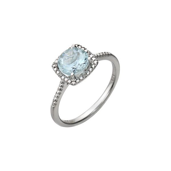 Sterling Silver Sky Blue Topaz and Diamond Fashion Ring Lee Ann's Fine Jewelry Russellville, AR