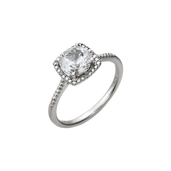 Sterling Silver Lab Created White Sapphire and Diamond Fashion Ring Lee Ann's Fine Jewelry Russellville, AR
