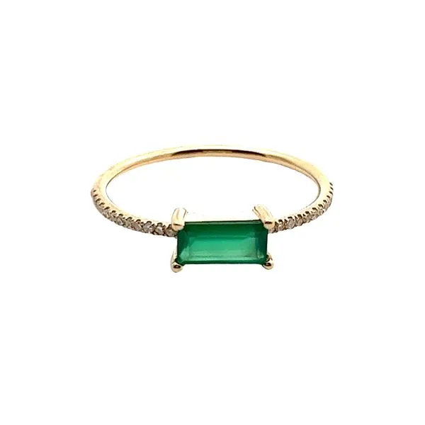 Yellow 14 Karat Fashion Ring with Emerald Cut Green Onyx and Diamonds Lee Ann's Fine Jewelry Russellville, AR